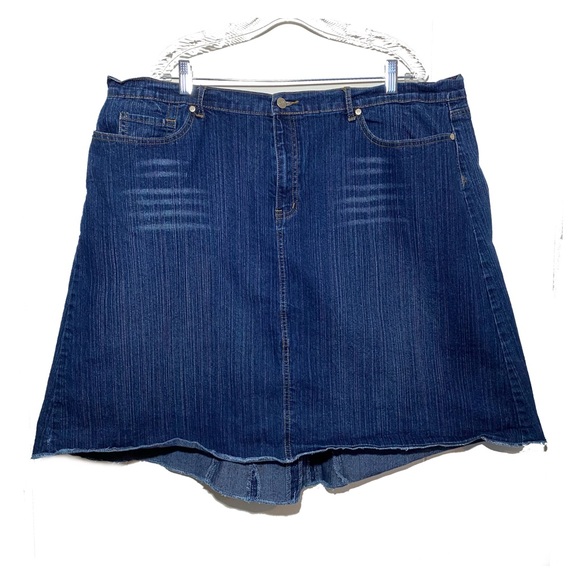 Drama Jeans High-low Studded A-line Stretch Denim Skirt Plus Size 24 Blue - Picture 10 of 10
